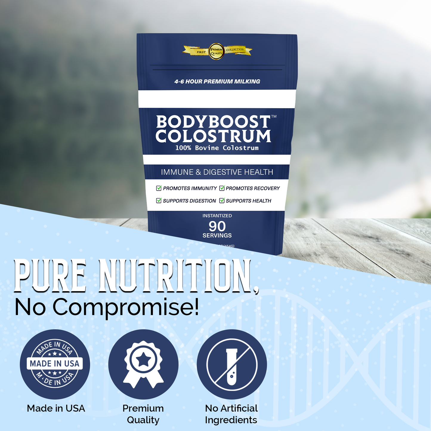 BodyBoost Premium Whole Colostrum 4-6 hours milking 30% Minimum IgG