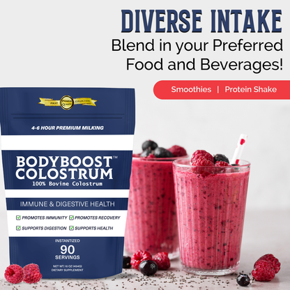 BodyBoost Premium Whole Colostrum 4-6 hours milking 30% Minimum IgG