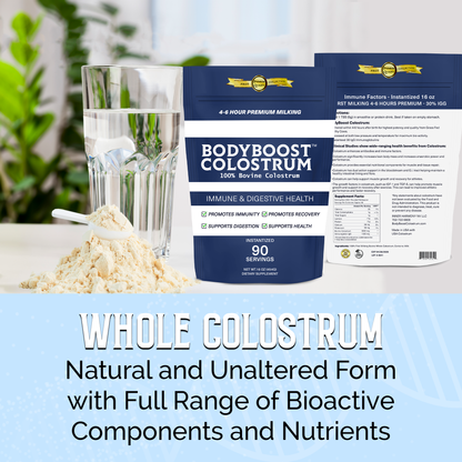 BodyBoost Premium Whole Colostrum 4-6 hours milking 30% Minimum IgG